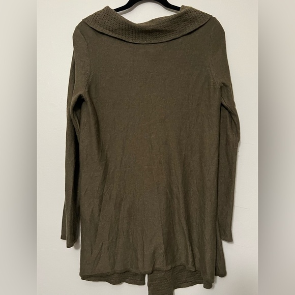 Soft Surroundings Olive Green Waffle Knit Collared Tunic Sweater XS - Picture 6 of 6